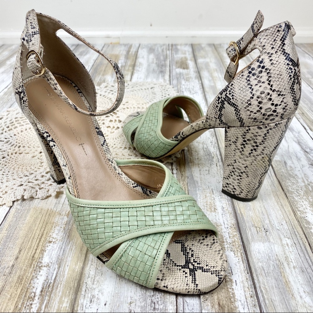 Banana Republic | Mint Green & Snake Print Sandal - Picture 2 of 8